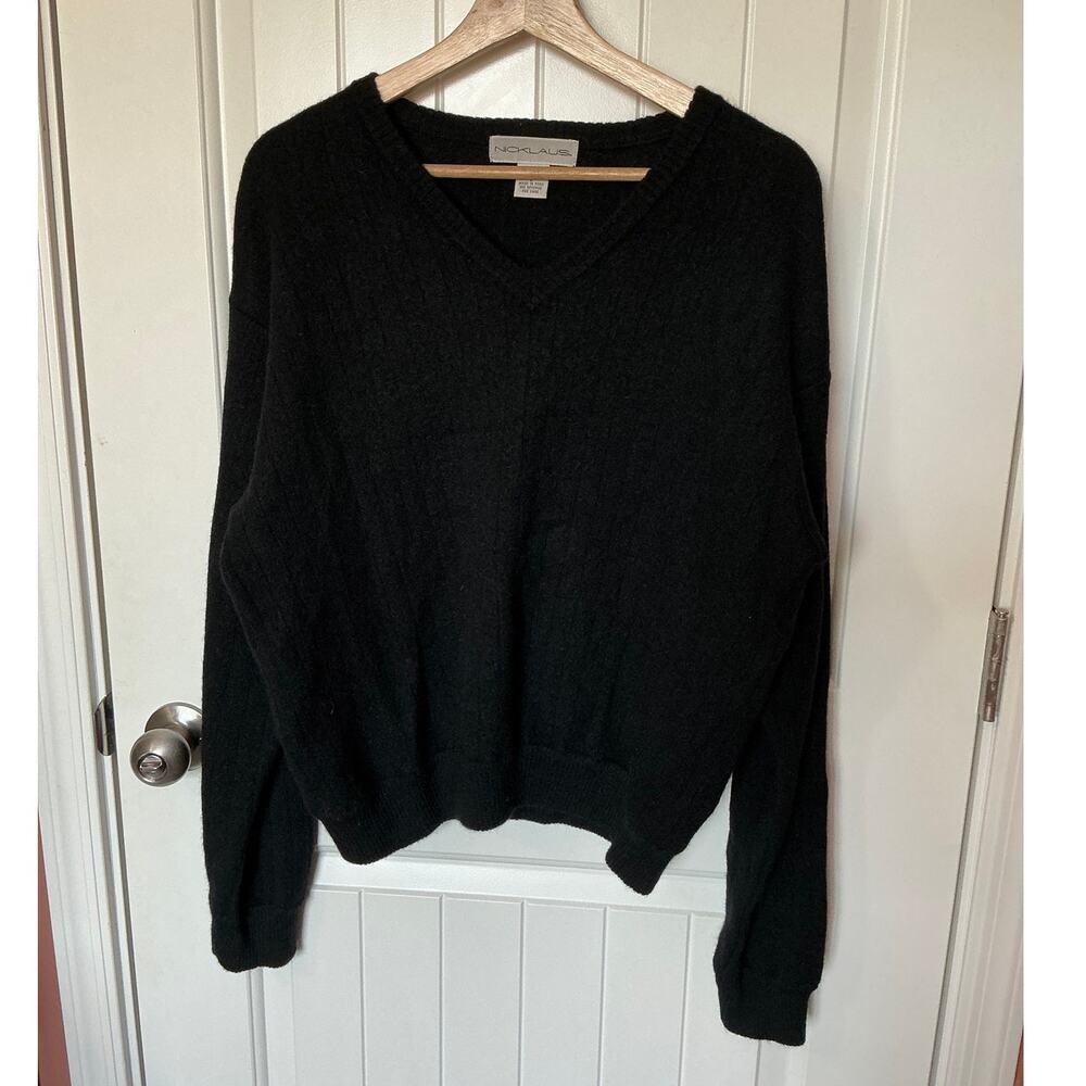 Vintage Nicklaus Alpaca Wool Blend V Neck Knit Sweater Men's Large Black